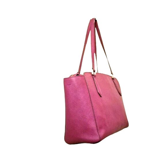 TORY BURCH Maroon Emerson Bag Saffiano Leather Top Zipper Handle Satchel Dk Red - Picture 4 of 15